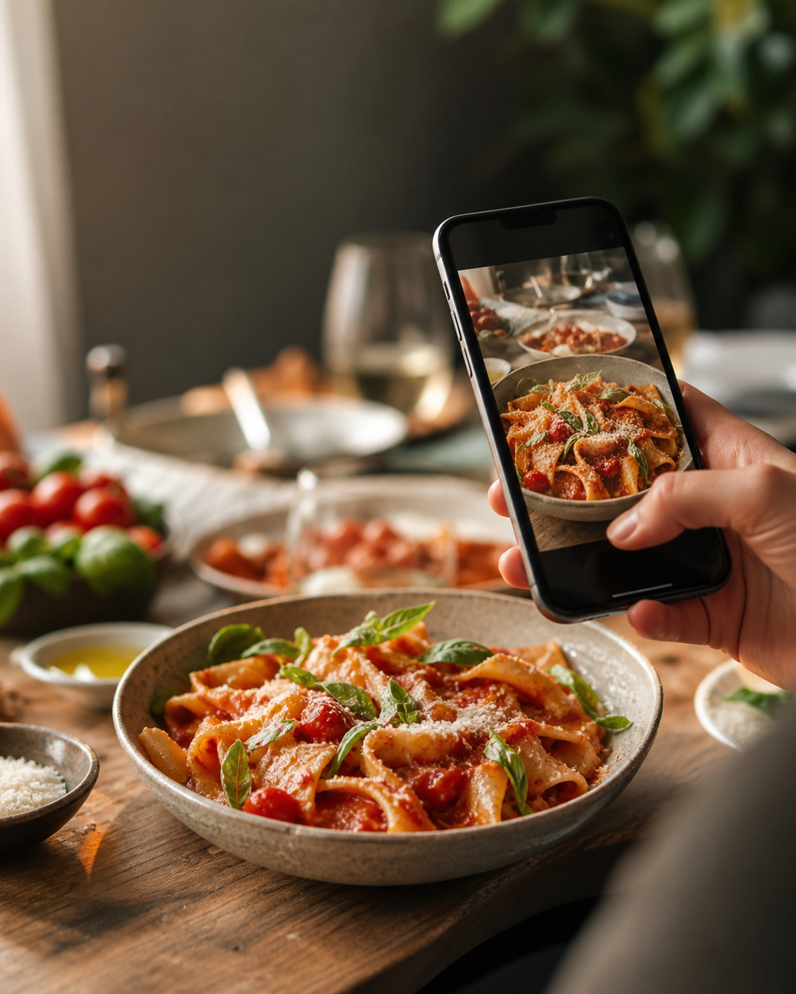 A food creator photographing a dish